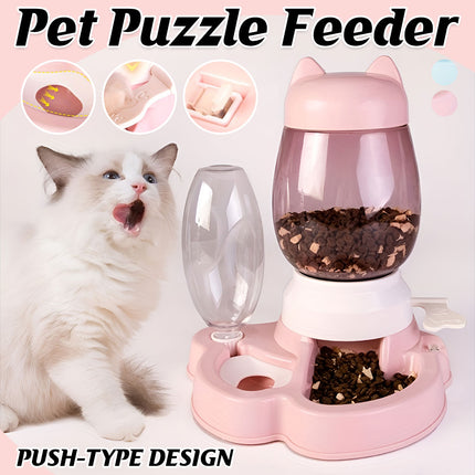 Cat Dog Feeder Water Dispenser Set Large Capacity Automatic Pet Feeding Bowl