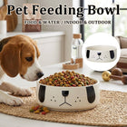 Ceramic Dog Face Pet Feeding Bowl Cream 16cm