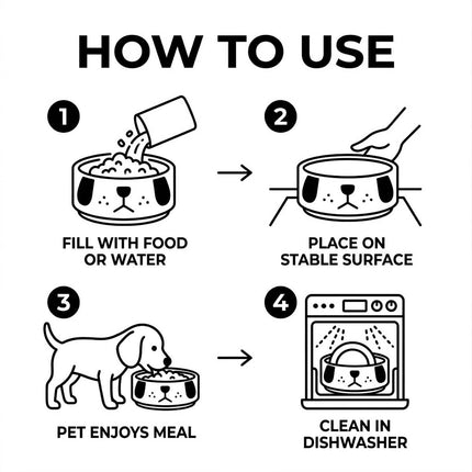 Ceramic Dog Face Pet Feeding Bowl Cream 16cm