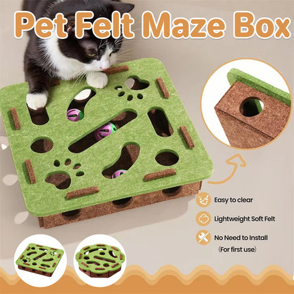 Interactive Felt Maze Toy for Cats Kittens Soft Non Toxic Pet Puzzle Box