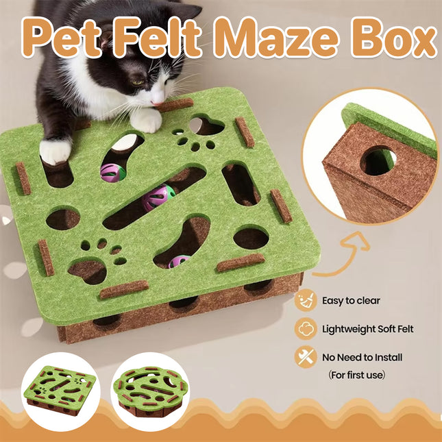 Interactive Felt Maze Toy for Cats Kittens Soft Non Toxic Pet Puzzle Box