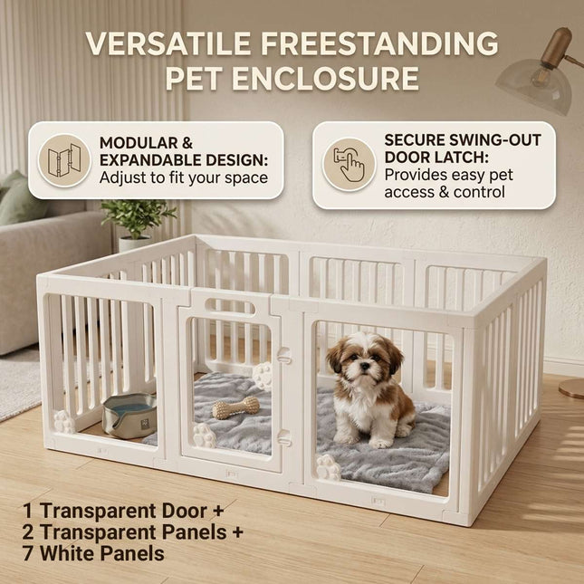 Modular Acrylic Dog Playpen 10 Panel Freestanding Fence