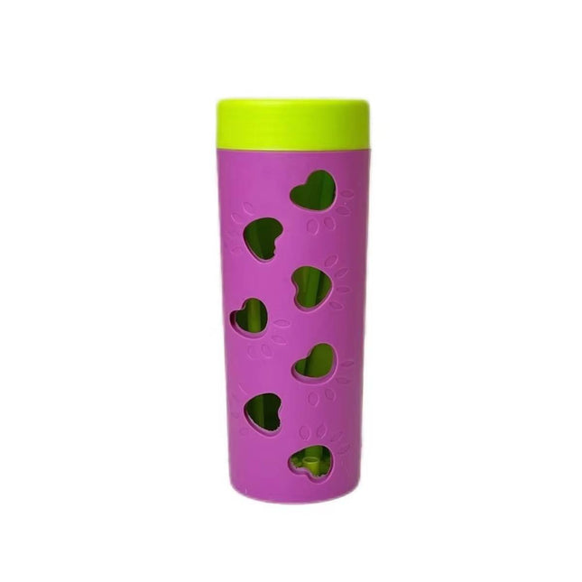Interactive Dog Treat Dispenser Roller Chew Toy Purple