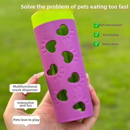 Interactive Dog Treat Dispenser Roller Chew Toy Purple