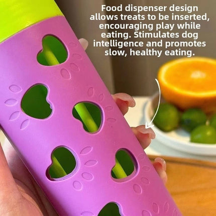 Interactive Dog Treat Dispenser Roller Chew Toy Purple