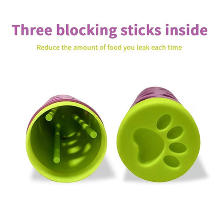 Interactive Dog Treat Dispenser Roller Chew Toy Purple
