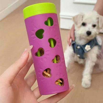 Interactive Dog Treat Dispenser Roller Chew Toy Purple