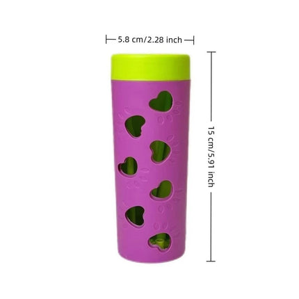 Interactive Dog Treat Dispenser Roller Chew Toy Purple