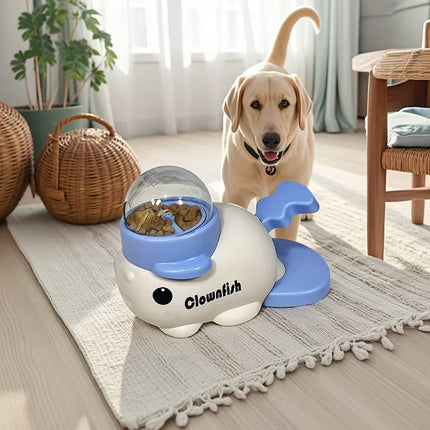 Clownfish Style Treat Dispenser Pet Puzzle Toy White Blue