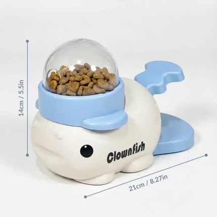 Clownfish Style Treat Dispenser Pet Puzzle Toy White Blue