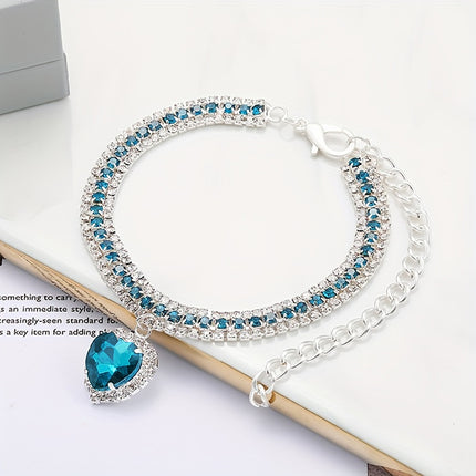 Pet Rhinestone Collar 4PCS Heart Pendant Cat Dog Adjustable 16.5-26cm