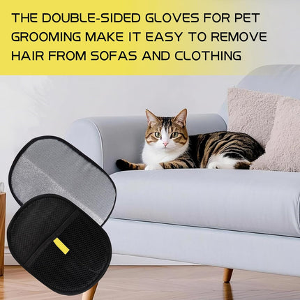 2PCS Dual Direction Pet Static Hair Removal Cleaning Gloves Universal Size