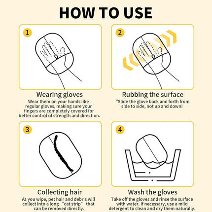 2PCS Dual Direction Pet Static Hair Removal Cleaning Gloves Universal Size