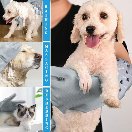Pet Bathing Silicone Gloves Set Long Cleaning Glove Pair Grooming Supplies Tool