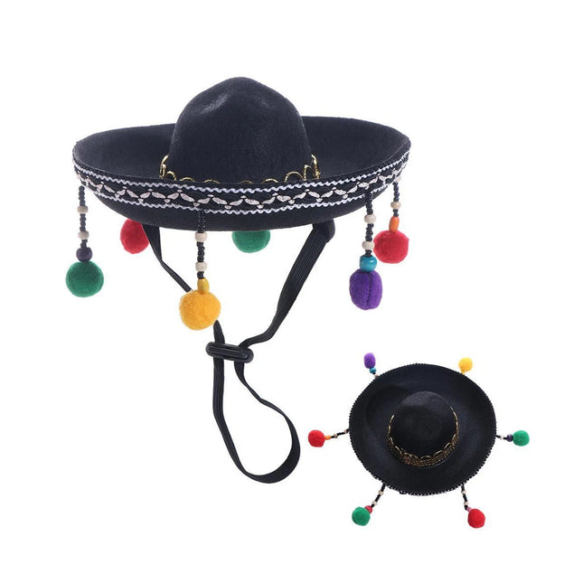 Ethnic Style Pet Hat for Cat or Dog With Fur Ball For Outdoor Party Costume