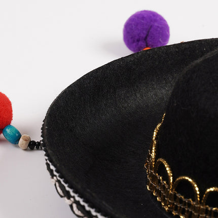Ethnic Style Pet Hat for Cat or Dog With Fur Ball For Outdoor Party Costume