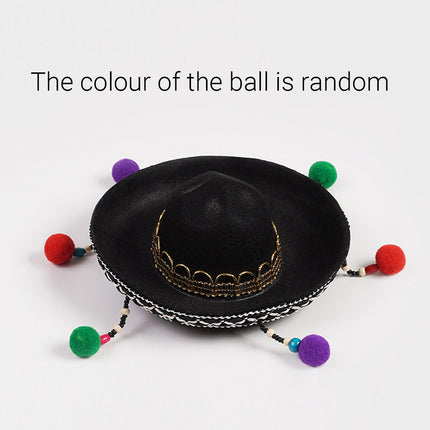 Ethnic Style Pet Hat for Cat or Dog With Fur Ball For Outdoor Party Costume