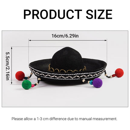 Ethnic Style Pet Hat for Cat or Dog With Fur Ball For Outdoor Party Costume