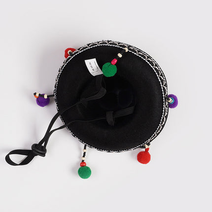 Ethnic Style Pet Hat for Cat or Dog With Fur Ball For Outdoor Party Costume