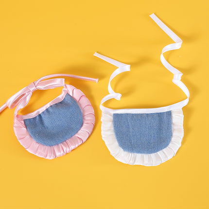 Pet Clothes Set Lace Bib with Hat Soft Cotton for Dogs Cats Wear Decoration