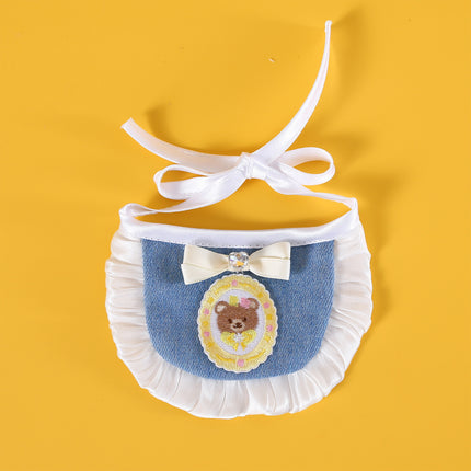 Pet Clothes Set Lace Bib with Hat Soft Cotton for Dogs Cats Wear Decoration