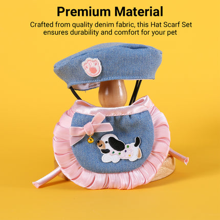 Pet Clothes Set Lace Bib with Hat Soft Cotton for Dogs Cats Wear Decoration