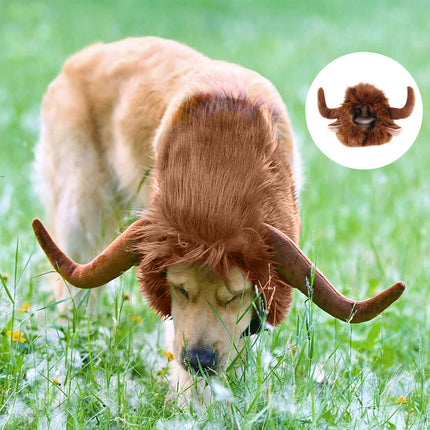 Pet Horn Wigs Headwear Adjustable for Dogs Cats Soft Comfortable Decoration