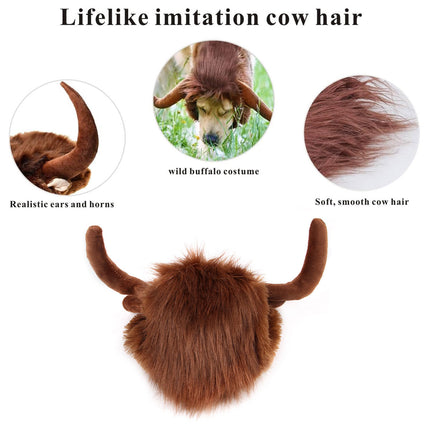 Pet Horn Wigs Headwear Adjustable for Dogs Cats Soft Comfortable Decoration