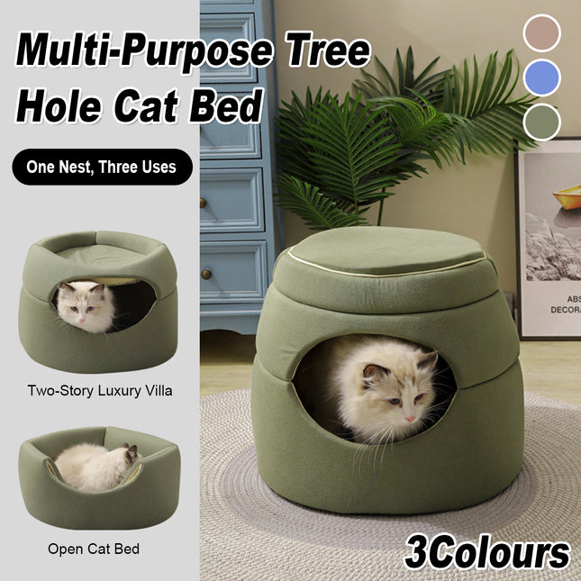 Pet Nest Tree Hole Design Cat Bed Dog House Soft Cozy Sleeping Cave for Indoor