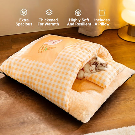 Pet Nest Autumn Winter Warm Semi Closed Kitten Bed Animal Slipper Style Cat Nest