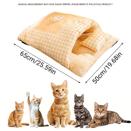 Pet Nest Autumn Winter Warm Semi Closed Kitten Bed Animal Slipper Style Cat Nest