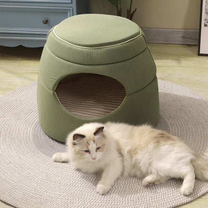 Pet Nest Tree Hole Design Cat Bed Dog House Soft Cozy Sleeping Cave for Indoor