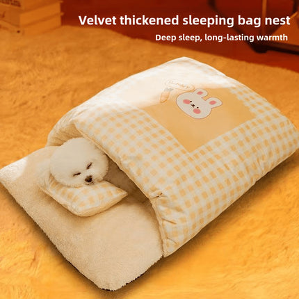 Pet Nest Autumn Winter Warm Semi Closed Kitten Bed Animal Slipper Style Cat Nest