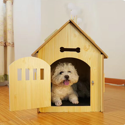 Wooden Pet House Detachable Dog Bed Cat House For Indoor Outdoor Use Comfortable