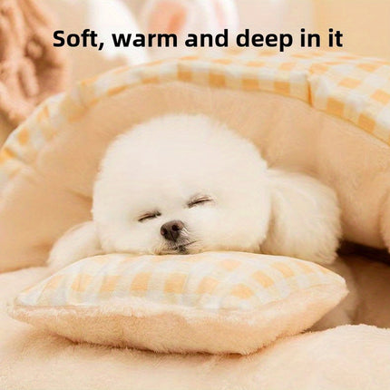 Pet Nest Autumn Winter Warm Semi Closed Kitten Bed Animal Slipper Style Cat Nest