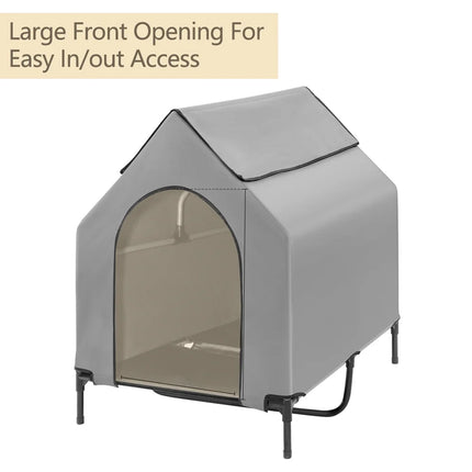 Outdoor Pet Camp Bed with Canopy Large Dogs Mesh Summer Breathable Kennel