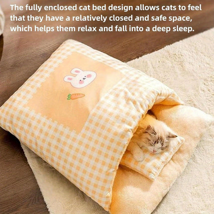 Pet Nest Autumn Winter Warm Semi Closed Kitten Bed Animal Slipper Style Cat Nest