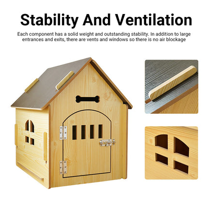 Wooden Pet House Detachable Dog Bed Cat House For Indoor Outdoor Use Comfortable