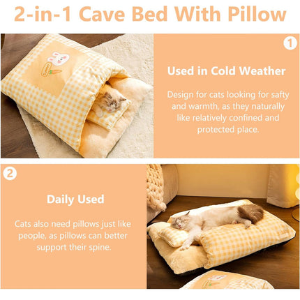 Pet Nest Autumn Winter Warm Semi Closed Kitten Bed Animal Slipper Style Cat Nest