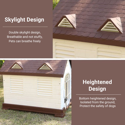 Plastic Dog House Pet Cage Waterproof Sunproof Indoor Outdoor Removable Kennel