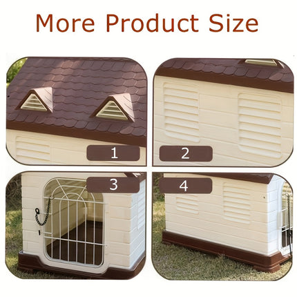 Plastic Dog House Pet Cage Waterproof Sunproof Indoor Outdoor Removable Kennel