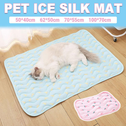 Pet Cooling Mat Ice Silk Summer Bed Pad Breathable Sleeping Cushion for Cats Dog