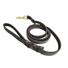 Dog Leash Cowhide Lead Heavy Duty Leather M Size Brown For Walking Training