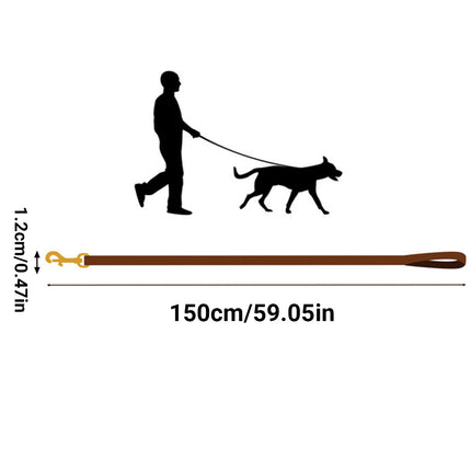 Dog Leash Cowhide Lead Heavy Duty Leather M Size Brown For Walking Training