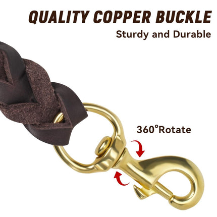 Dog Leash Cowhide Lead Heavy Duty Leather M Size Brown For Walking Training