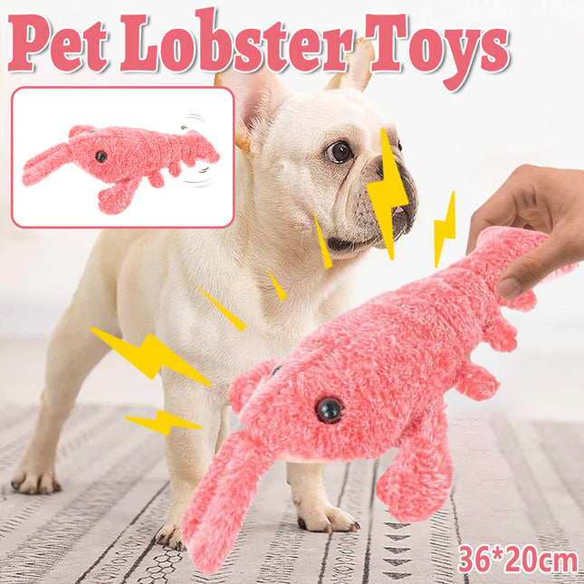 Electric Simulation Lobster Jumping Toy USB Charging Funny Plush Toy Dog Cat Toy