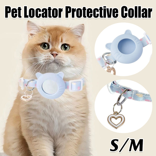 Blue Pet Collar Compatible with AirTag Holder Adjustable Breakaway for Cats Dogs