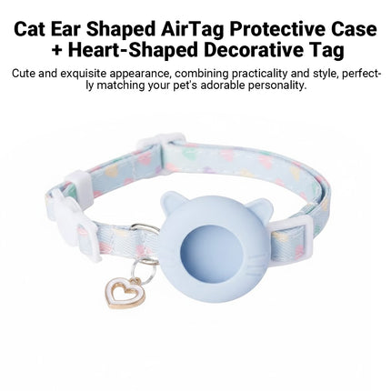 Blue Pet Collar Compatible with AirTag Holder Adjustable Breakaway for Cats Dogs