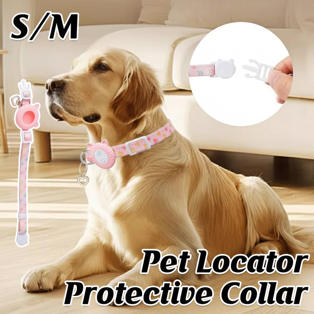 Adjustable Pet Collar Compatible with AirTag Holder for Cats Dogs Anti Breakaway