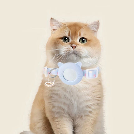 Blue Pet Collar Compatible with AirTag Holder Adjustable Breakaway for Cats Dogs